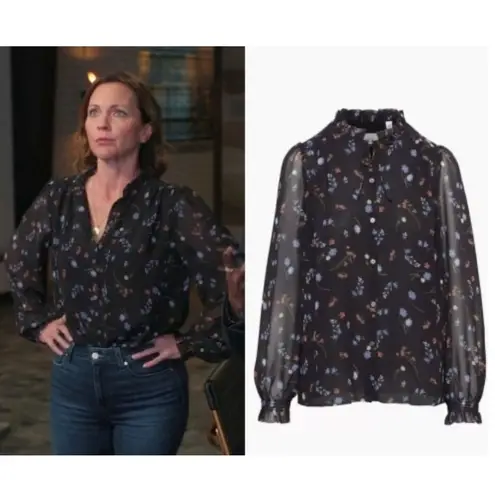 Wilfred Aritzia Wilfred Alexis Blouse Button-up Ruffle floral Blouse Size xx Small - Image 2