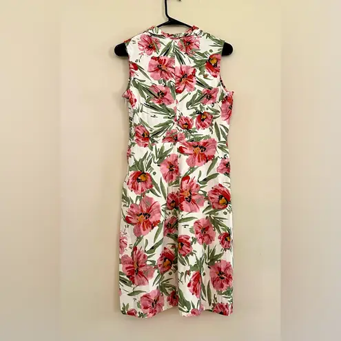 Tahari Linen Blend Floral Shirt Dress Sleeveless Size 8