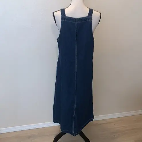 Original TY Wear vintage blue denim embroidered flowers jean overall dress Size 12P