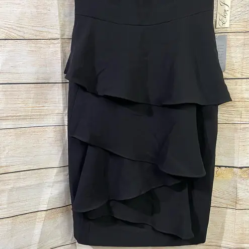 Eliza J ruffle layered skirt black formal sleeveless sheath dress women Size 2
