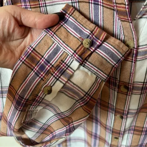 Jachs Girlfriend  women’s flannel plaid shacket with pockets, buttondown, sz M