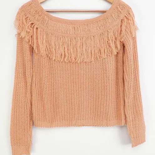 NWT LULUS Sew Prepared Dusty Rose Fringe Knit Off the