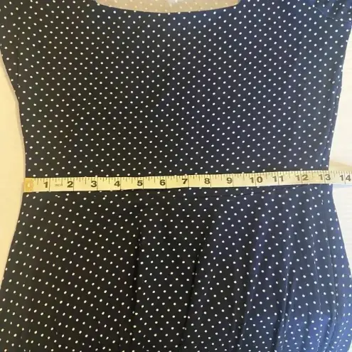Nine Britton Anabel Knit Square Neck Polka Dot Dress Size Small Navy Preppy Blue - Image 6