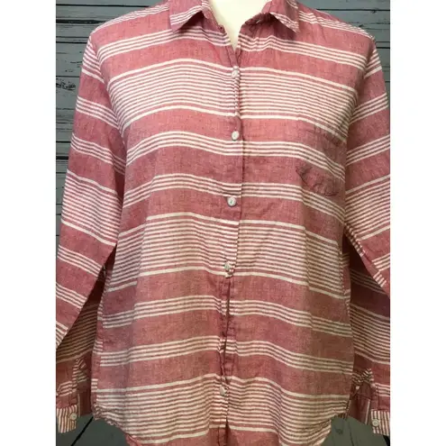 Lills Closet Boutique Medium Button Front Shirt Blouse‎ Long Sleeve Striped Red