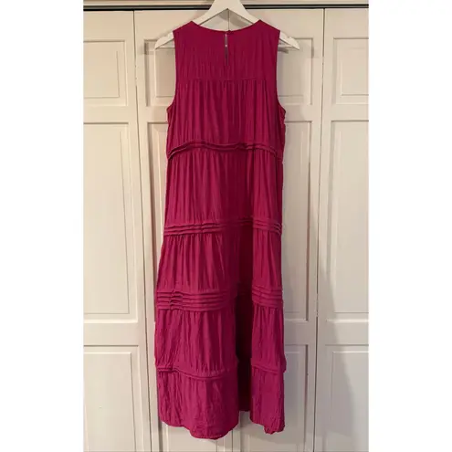 J.Jill pleated tiered midi dress rasberry size M Pink Size M