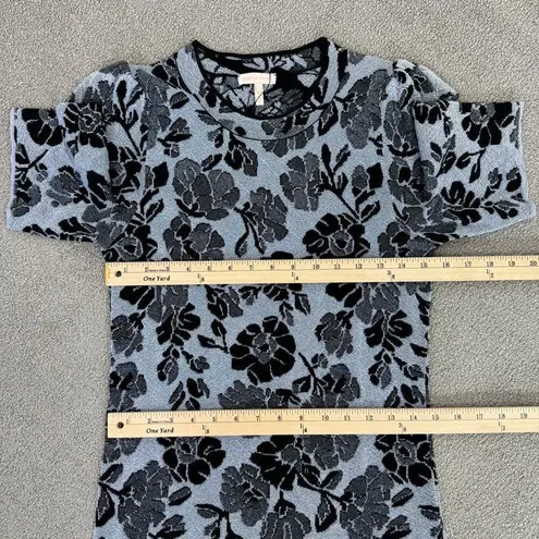 Rebecca Taylor Metallic Floral Lurex Jacquard Sheath Midi Dress Blue Black Large