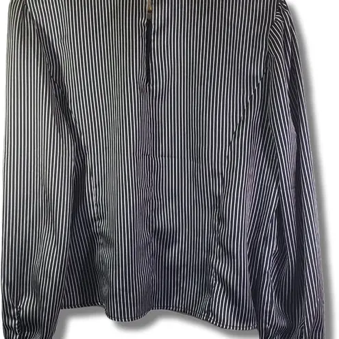 Avec Les Filles Large Black, White Stripe Pullover, Long Sleeve, Blouse Top