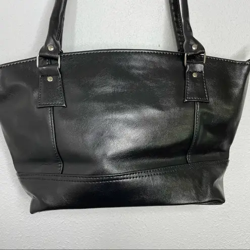 NWOT Black Pleather Shoulder Handbag Purse with Silver & Black Hardware