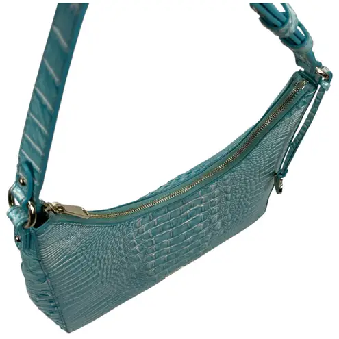 Brahmin Tabitha Melbourne Leather Shoulder Bag Aqua Blue Croc Embossed