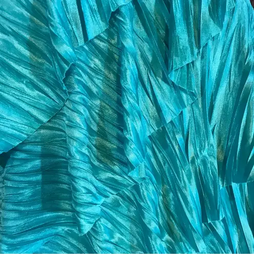 VINTAGE 1990'S AQUA TIERED RUFFLE SATIN