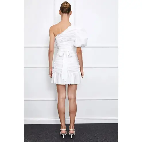 MERGIM Magda Bridal Dress in White 2 Medium New Crystal Belt Mini