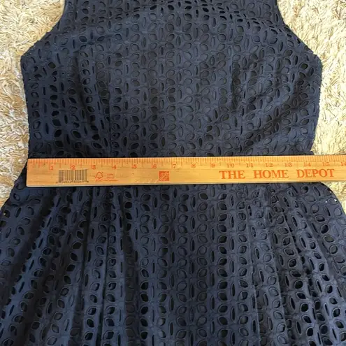 CeCe Cynthia Steffe Claiborne Eyelet A Line Dress Navy Blue Size 8 Preppy Mini