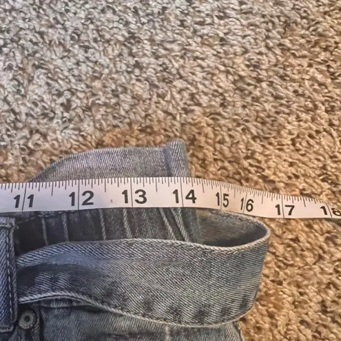 Eunina Denim Shorts High Rise Paperbag Waist Distressed Cuffed Hem S