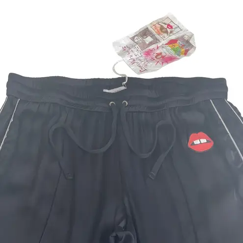 Lauren Moshi new ᨎ Lips Gap Mouth Patch Satiny Side Stripe Joggers Sweatpants ᨎ