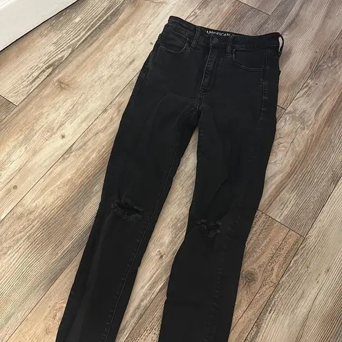 American Eagle  Black Knee Ripp High Rise Jeggings