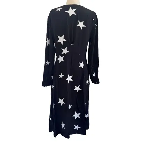 NOBODY’S CHILD Black & White Star Siri Midi Dress Boho Chic Whimsical Goth Sz 8