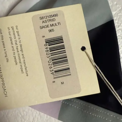 Mara Hoffman Astrid Colorblock Sage Multi Triangle Bikini Swimsuit Top Size M