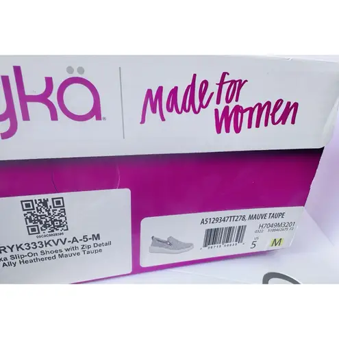 Ryka Slip-On Shoes with Zip Detail Ally Heathered Pink Taupe Women’s Store Worn