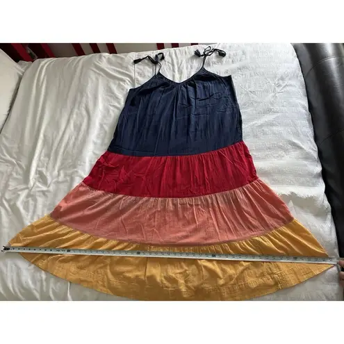 Old Navy  Multicolor Dress Rainbow Tiered Tank Pockets Maxi Resortwear Women's XL