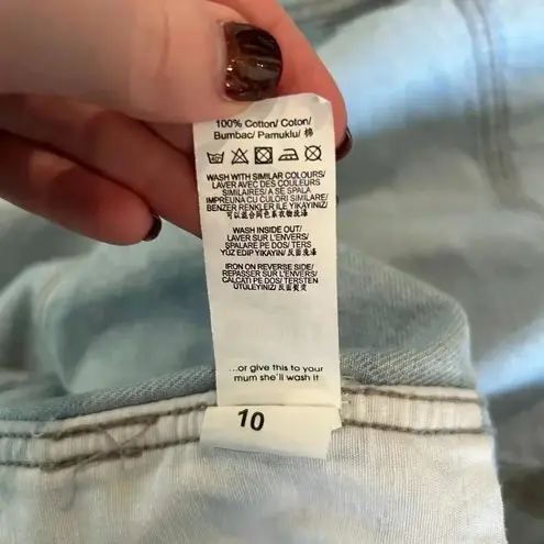 Missguided Barbie X Oversized Blue Acid Wash Denim Jacket Distressed Size 6