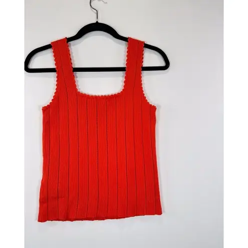 Reiss Womens Top Red Dory Stitch Interest Square Neck Vest Tank Stretch Small