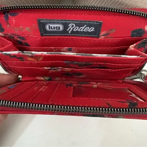 Lug Red Quilted Wristlet Bag with Floral Design