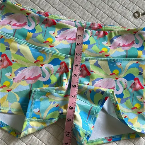 Tough mode colorful, flamingo print CrossFit workout micro athletic shorts M 6β Blue Size M
