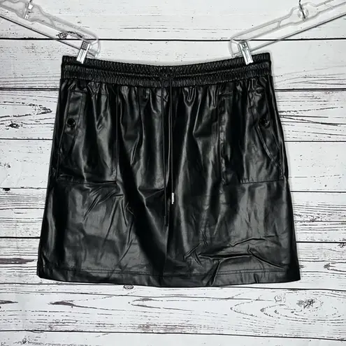 Karl Lagerfeld Paris NWT Sz XL Black Elastic Waistband Faux Leather Pencil Skirt