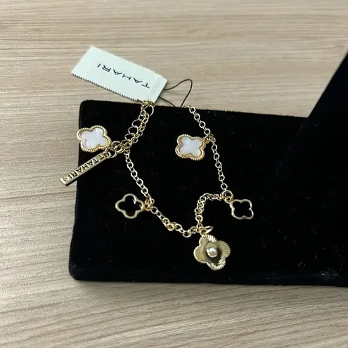 Tahari Gold and White Chain-Link Bracelet