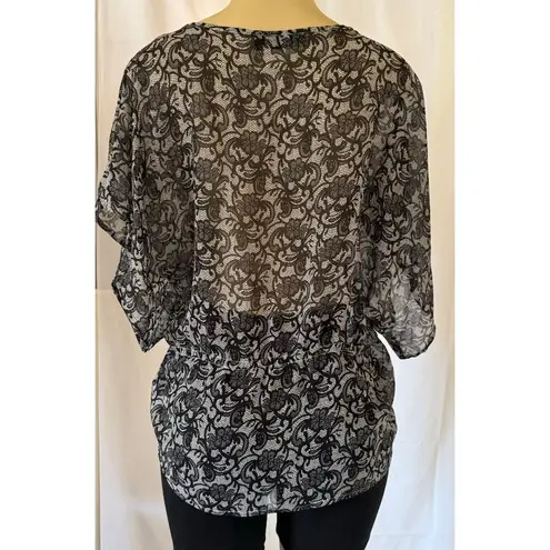 Apt. 9 Black Lace Overlay Blouse Women’s Size L – Sheer Semi-Sheer Top