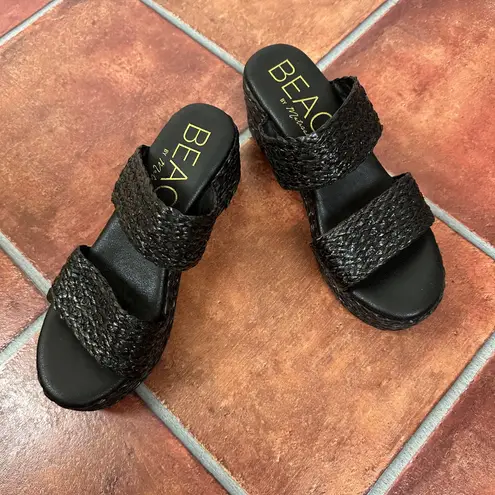 Matisse Beach Woven Platform Wedge Sandals Shoes Size US Womens 10 Black