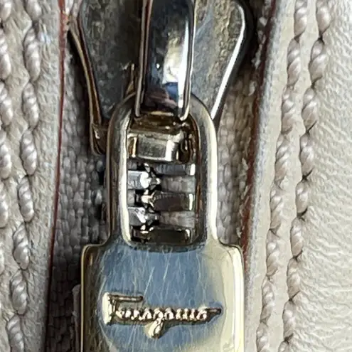 Salvatore Ferragamo Boston Bag Brown & Ivory Gancini All-Over Pattern - Preowned