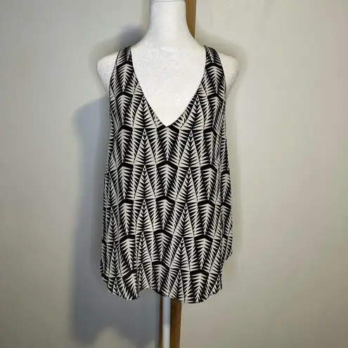 Rory Beca black & cream geometric print tank top size M