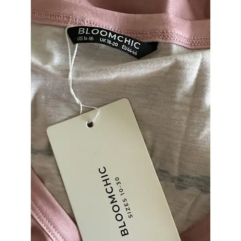 Bloomchic New Pink Black Striped Print Pocket V-neck Tank Top 1X Plus 14/16