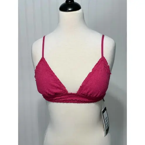 Vix Paula Hermanny Scales Helen Laser Cut Triangle Bikini Top Swim Pink Large Pink