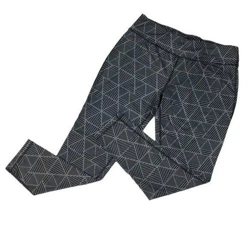 DANSKIN NOW Women's Black & Gray Geometric Fitted Leggings ~ SMALL