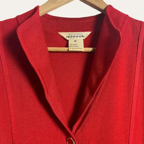 Misook Exclusively Solid Red Knit Button Front Sweater Jacket Size Medium