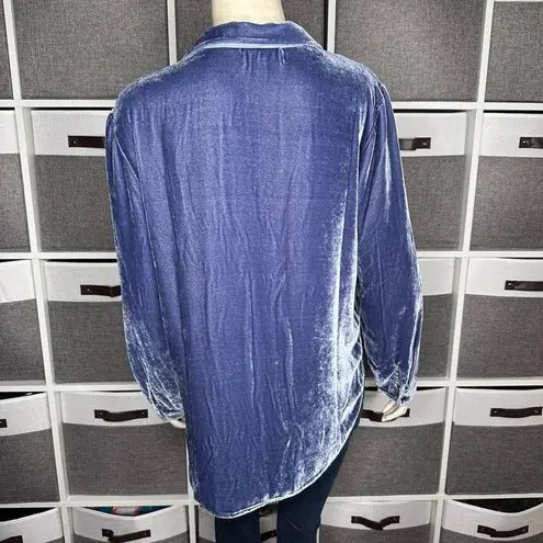 Bella Dahl Clean Long Sleeve Shirt Nordic Blue Velvet Size Small
