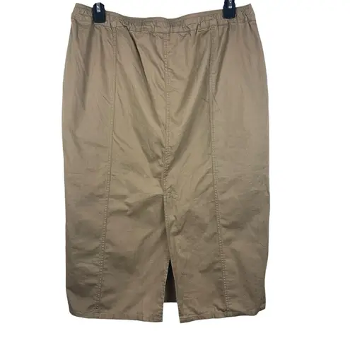 Gaviota Casuals 90s Tan Wood Button Midi Length Khaki 100% Cotton Skirt Size 14