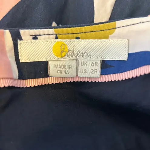 Boden Elena Sleeveless Fit Flare Cotton Blend Dress US 2R Blue Size 2