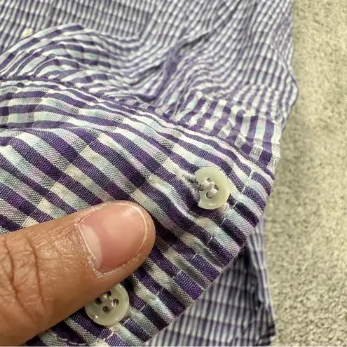 XiRENA Women’s Dawson Crinkled Button Down Shirt Longsleeve in Plaid Purple XS