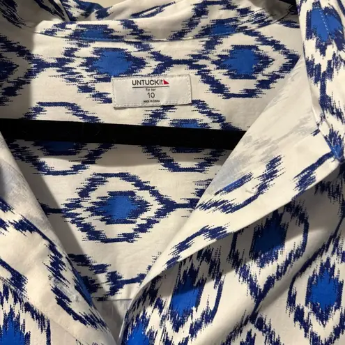 Untuckit Stretch Cotton Renata Shirt Blue & White Mini Dress | M Size 10