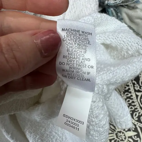 J.Jill  Womens 3/4 Sleeve Round Neck White Sweater Size Medium Tall