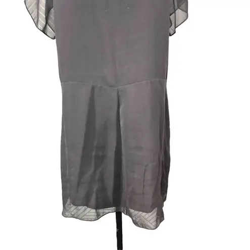 3.1 Phillip Lim Shift Dress Short Sleeve 3D Flower Neckline Brown Size US 10