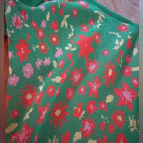 525 America Floral Puff Sleeve Sweater Top, Size L, NWT