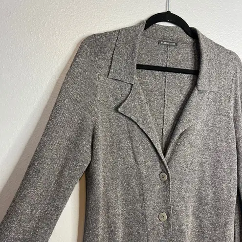 Eileen Fisher  Knit Blazer Cardigan w/ Pockets Size M Gray Casual‎ Office