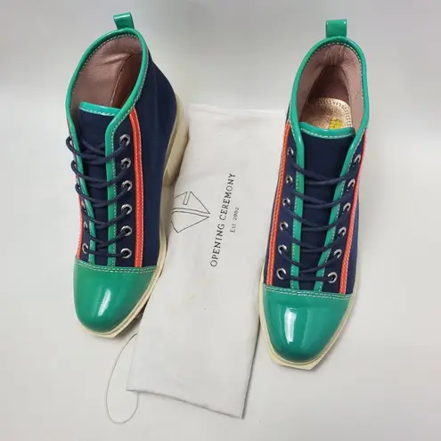 Opening Ceremony Grunge Lace Up Sneakers Canvas Booties Color Block Size EU 37