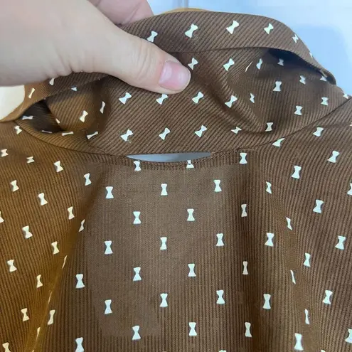 Koret of California Brown with Bows Button Front Tank Blouse Size Medium