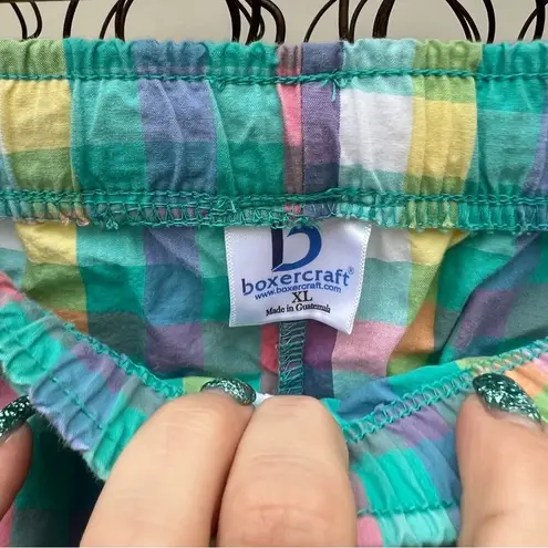 Snap On Tools pastel madras plaid lounge pajama pants XL teal yellow pink Blue