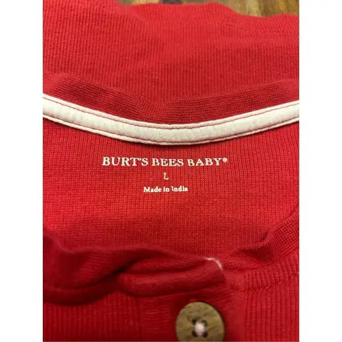 Burt’s Bees Baby Women's Red Thermal Long Sleeve Shirt Organic Cotton Size Large